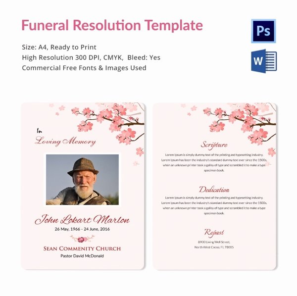 Sample Funeral Resolutions Templates Fresh Funeral Resolution Template 5 Word Psd format Download