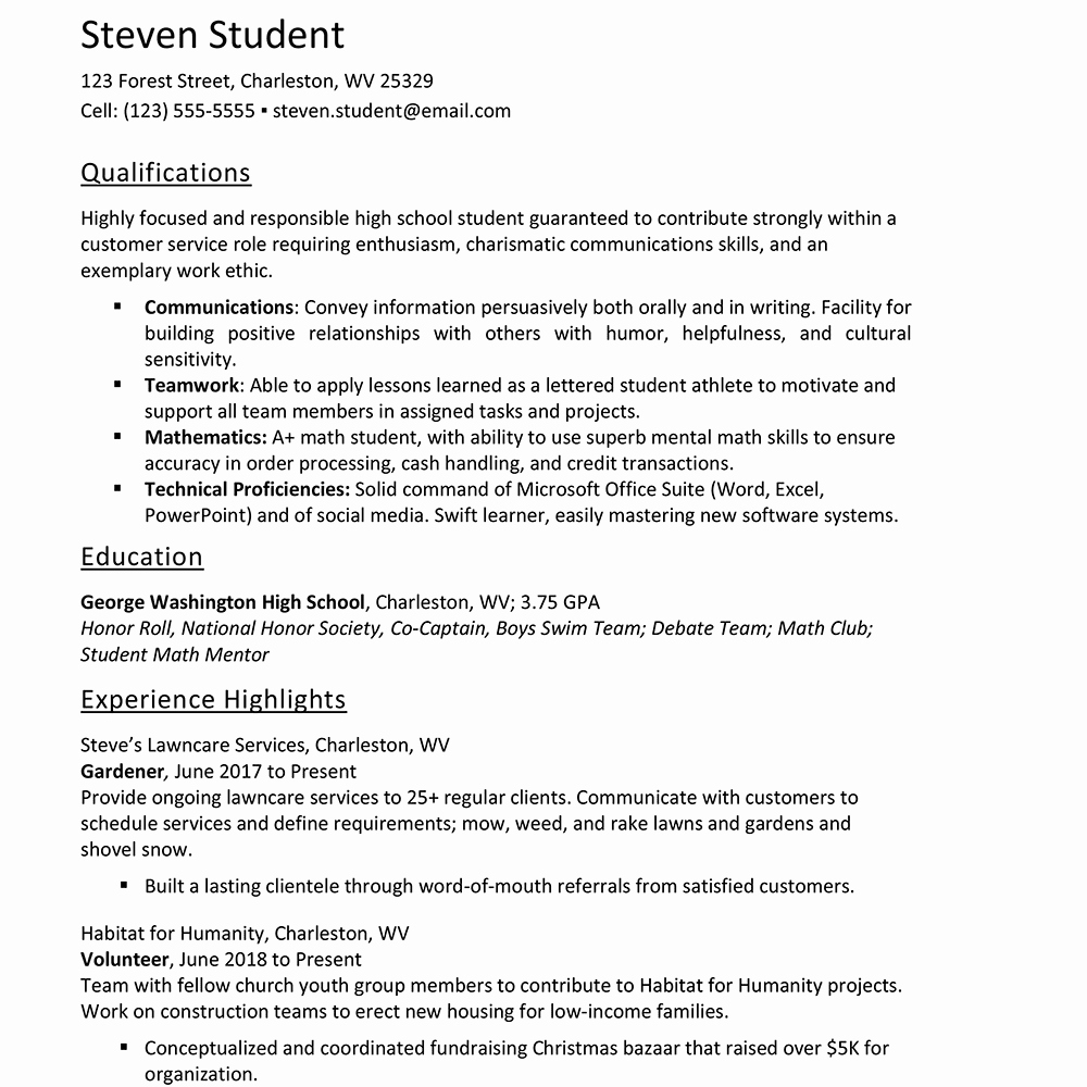 Sample High School Student Resume Best Of High School Resume Examples and Writing Tips