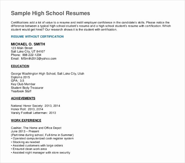 Sample High School Student Resume Unique 10 High School Graduate Resume Templates Pdf Doc