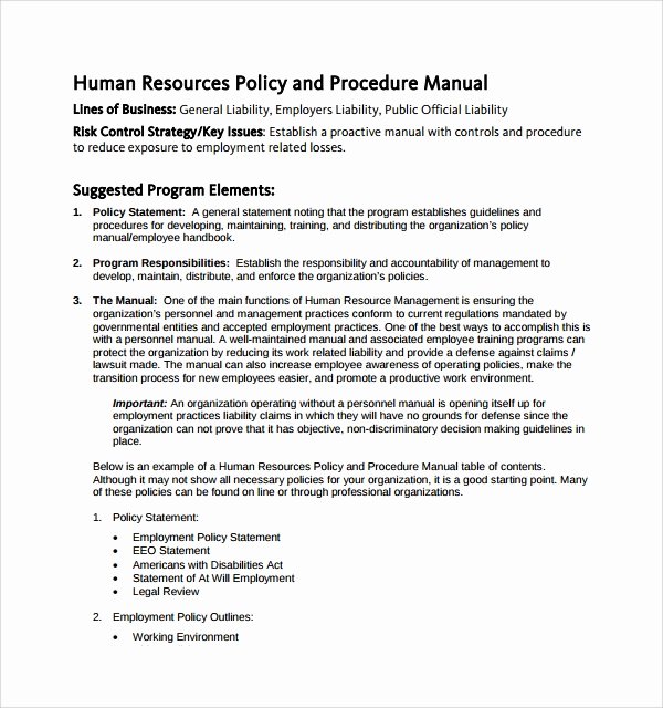 30 Sample Human Resource Policy Example Document Template