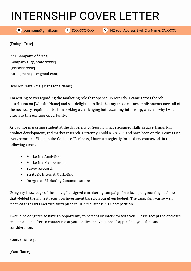 Sample Intern Cover Letters Beautiful Cover Letter for Internship Example [ 4 Key Writing Tips