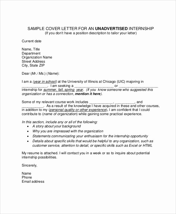 Sample Intern Cover Letters New Sample Cover Letter 9 Examples In Pdf Word
