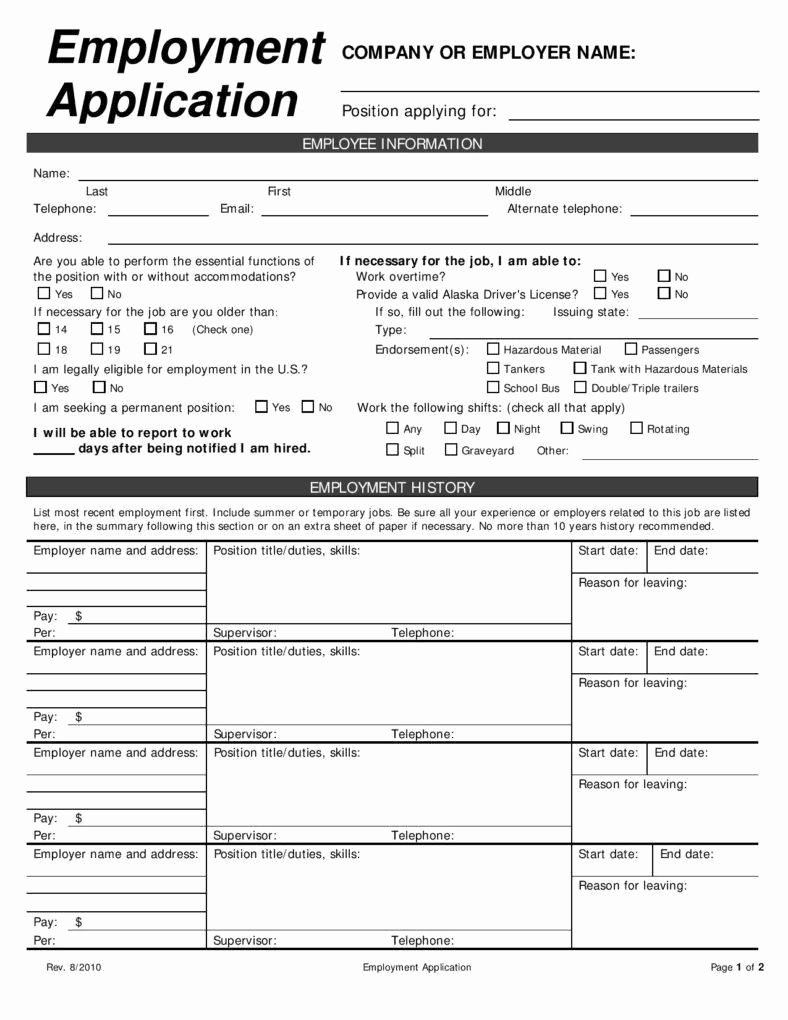 Sample Job Applications Best Of 10 Employment Application form Free Samples Examples