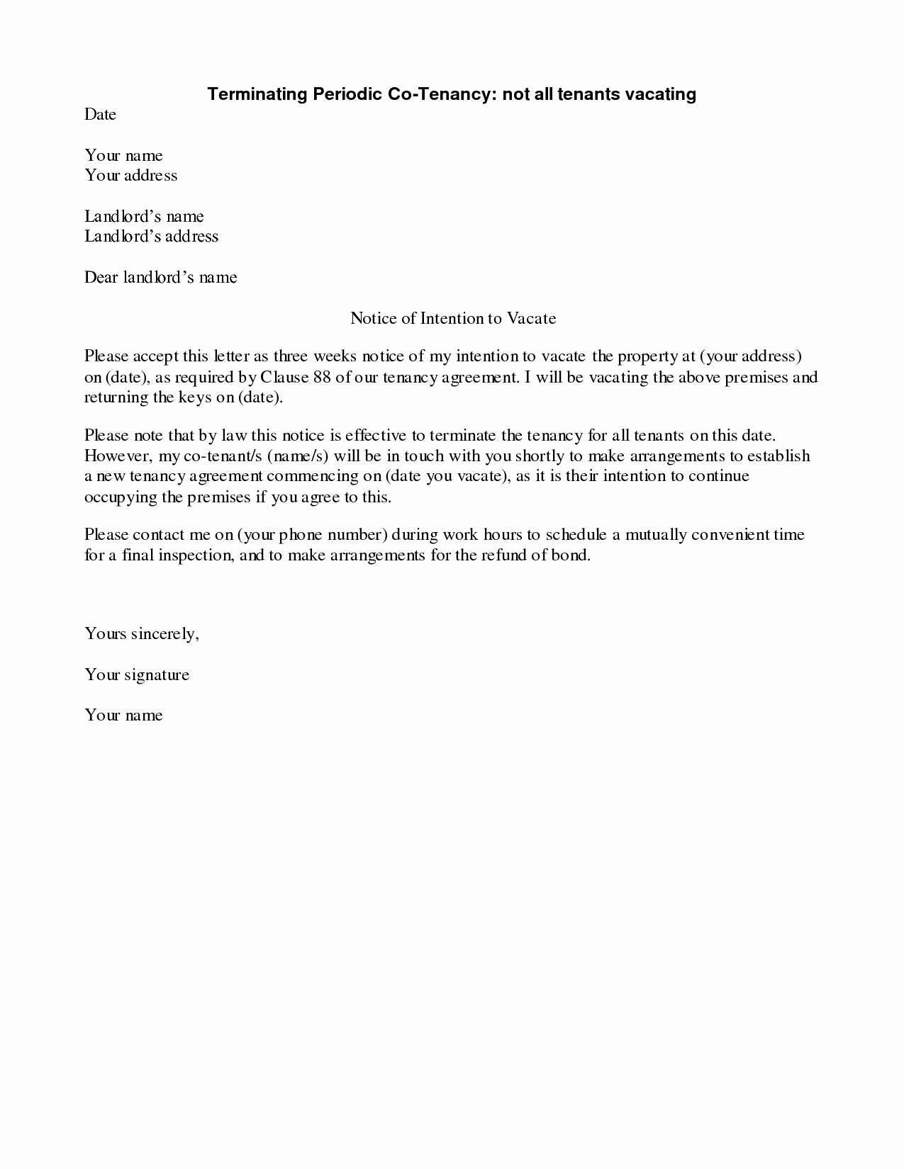 30 Sample Landlord Letters To Tenants Example Document Template