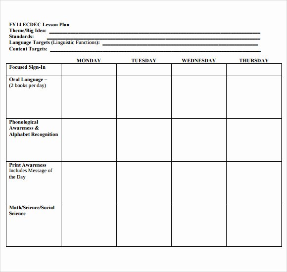 Sample Lesson Plans for toddlers Inspirational Sample Blank Lesson Plan 10 Documents In Pdf