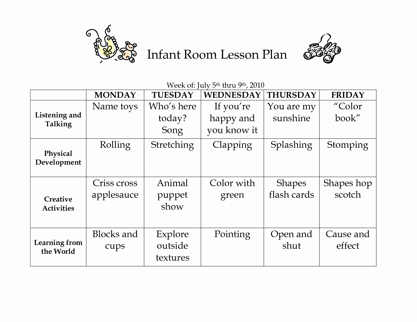 Sample Lesson Plans for toddlers Lovely Infant Room Lesson Plan Westlake Childcare by Linzhengnd