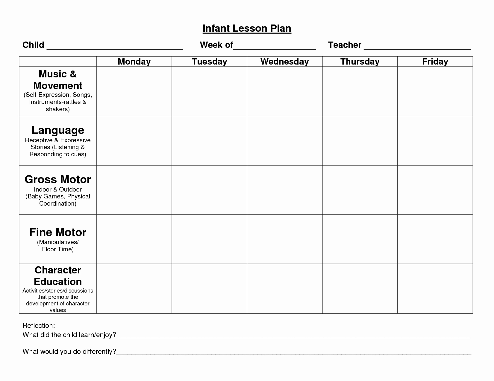 Sample Lesson Plans for toddlers New Infant Blank Lesson Plan Sheets