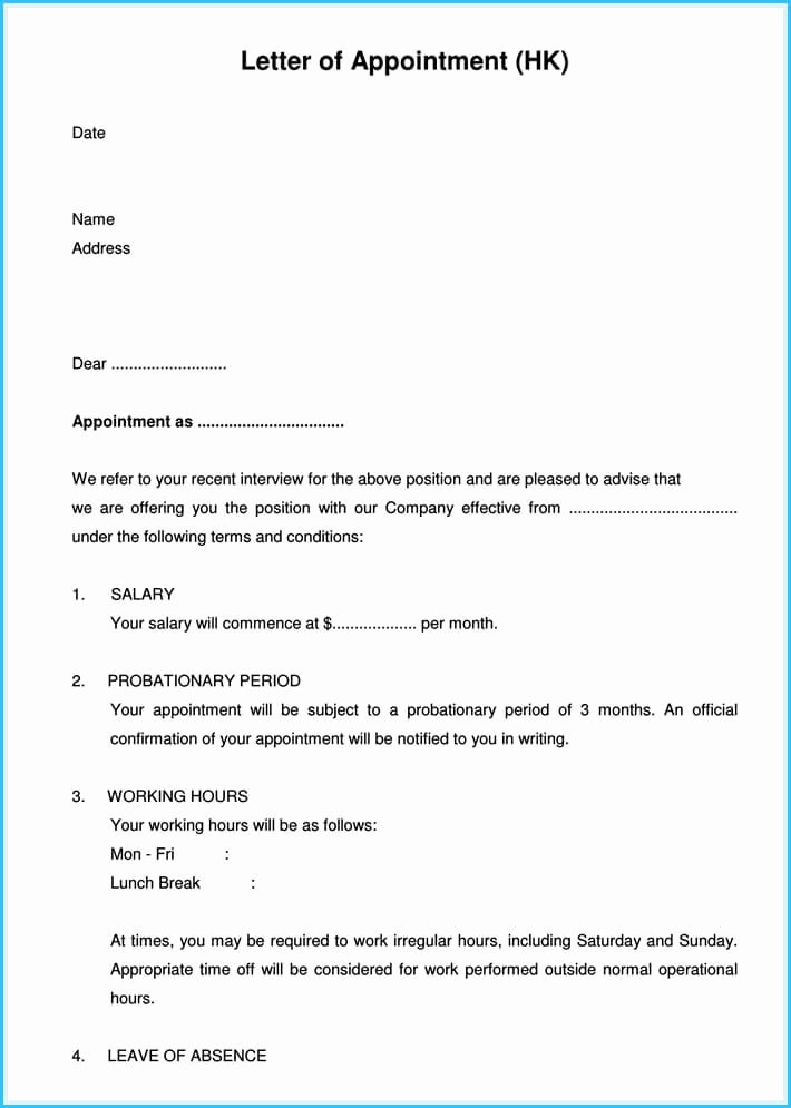 Sample Letter for Employee Inspirational Job Appointment Letter 12 Sample Letters and Templates
