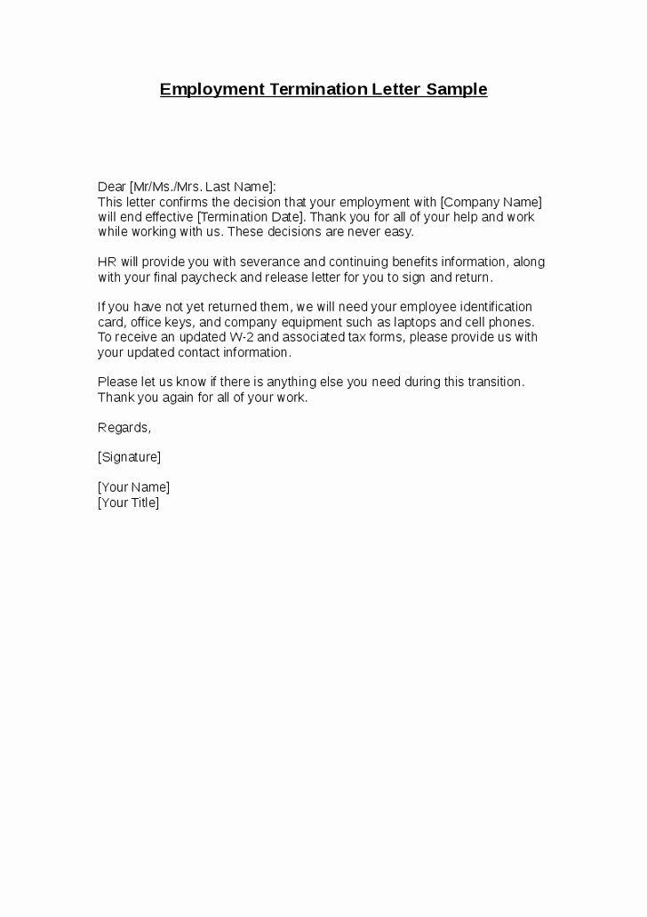 Sample Letter for Employee Luxury Employee Termination Letter with Samples Vatansun