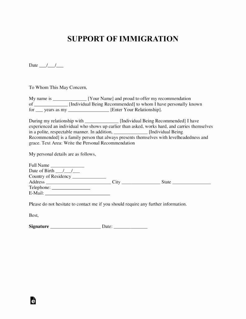 Sample Letter for Immigration Recommendation Inspirational Free Character Reference Letter for Immigration Template