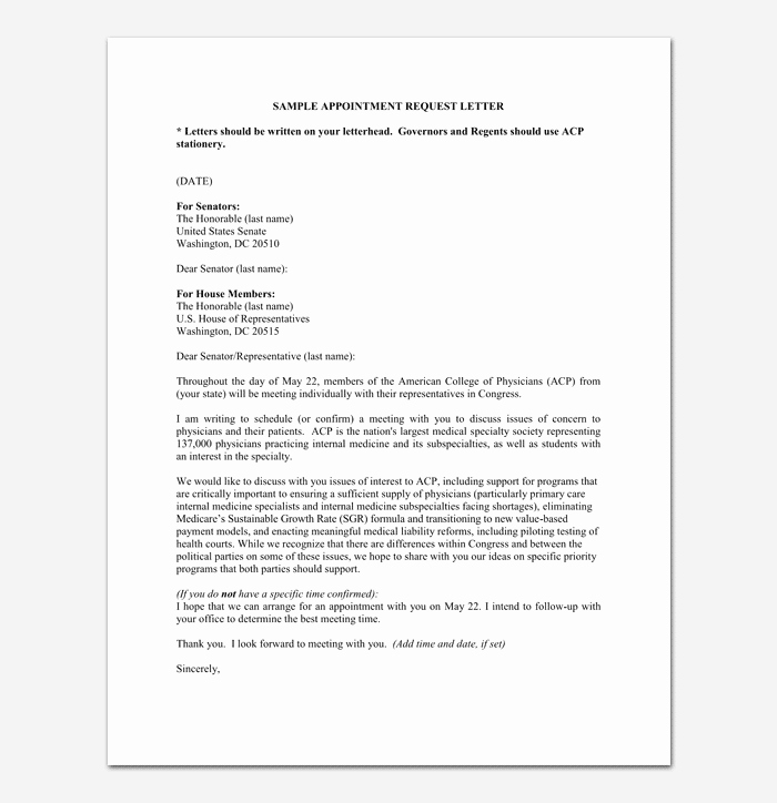 Sample Letter for Meeting Schedule Inspirational Appointment Request Letter 14 Letter Samples &amp; formats