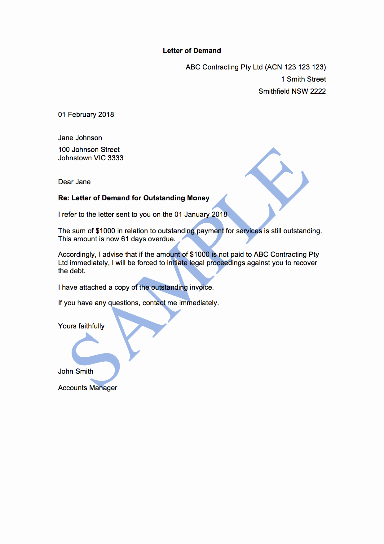 Sample Letter Of Demand Beautiful Letter Of Demand 2nd attempt Free Template