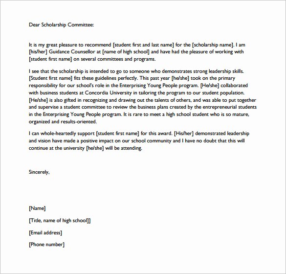 Sample Letter Of Recommendation Scholarship Lovely 27 Letters Of Re Mendation for Scholarship Pdf Doc