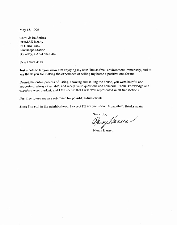 Sample Letter to Home Seller Unique Berkeley Home Buyer and Seller Testimonial Letters Ira