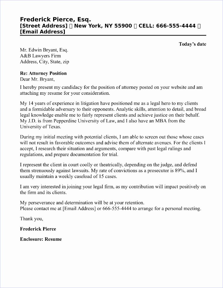 Sample Letter to Lawyer Lovely attorney Cover Letter Sample