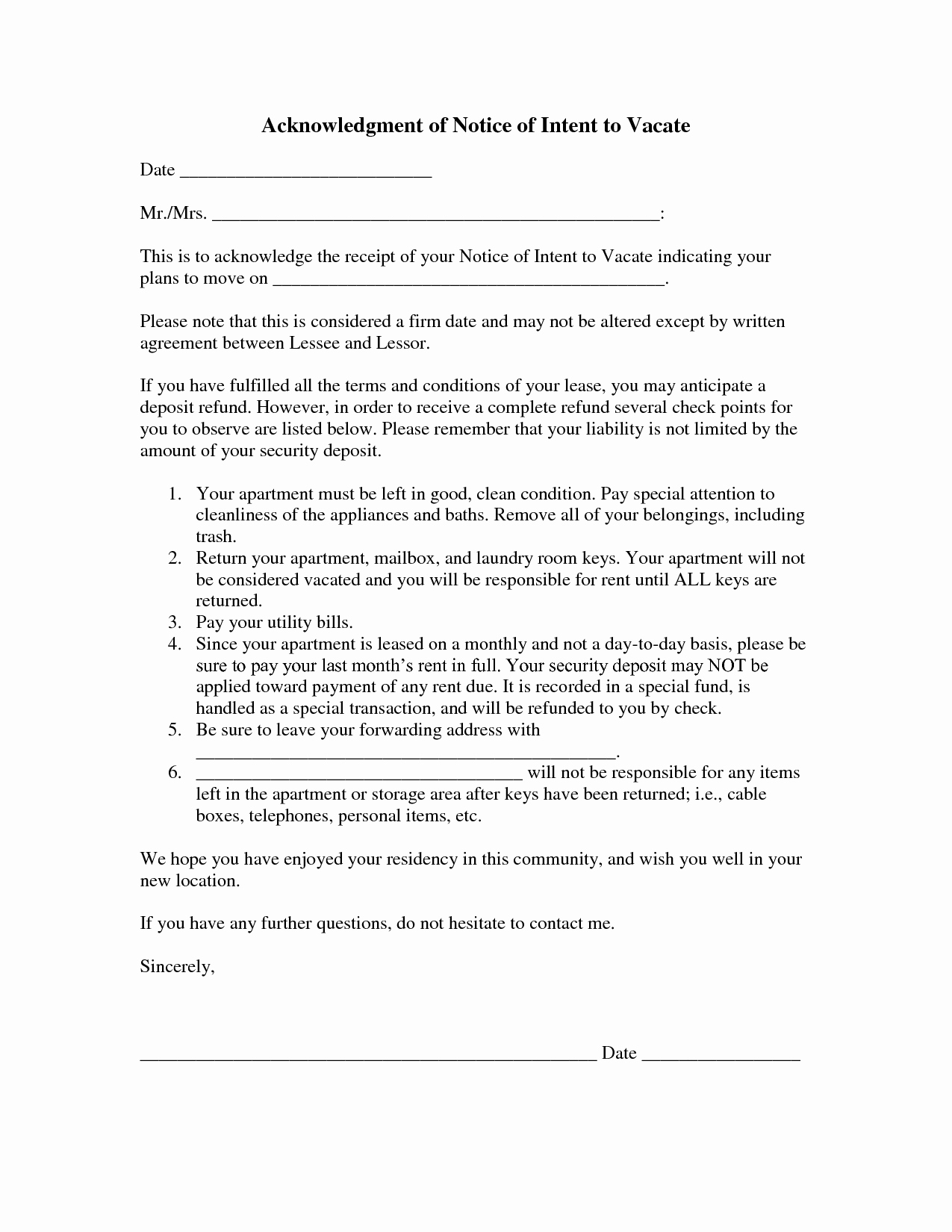 Sample Letter to Vacate Apartment Best Of Best S Of Intent to Move Out Template Sample