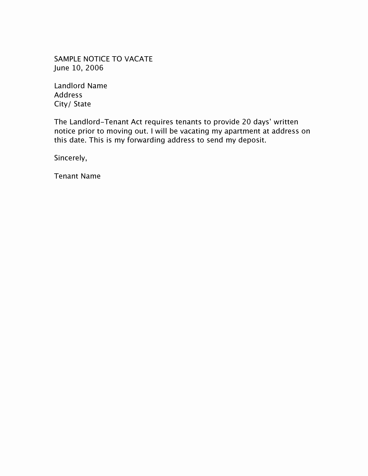 Sample Letter to Vacate Apartment Fresh Best S Of Intent to Move Out Template Sample