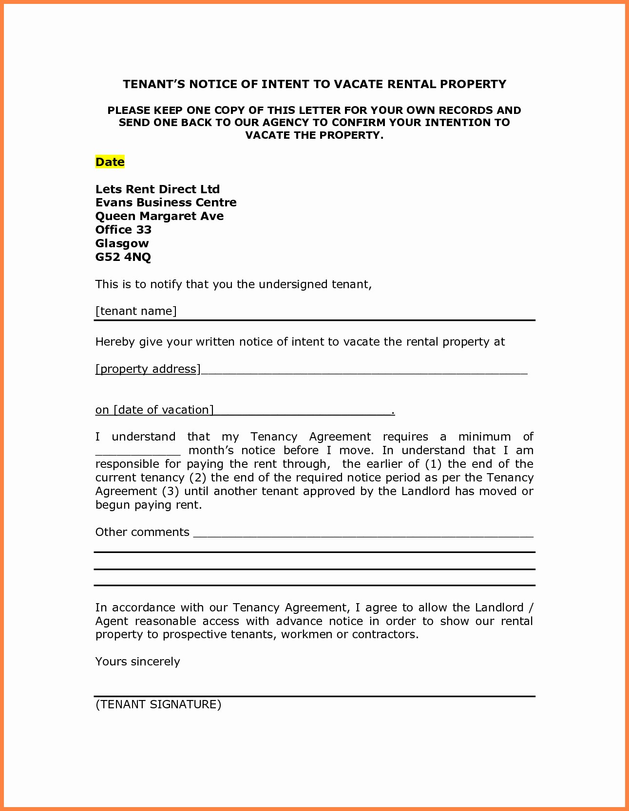 Sample Letter to Vacate Awesome Notice to Vacate Apartment Letter Template Samples