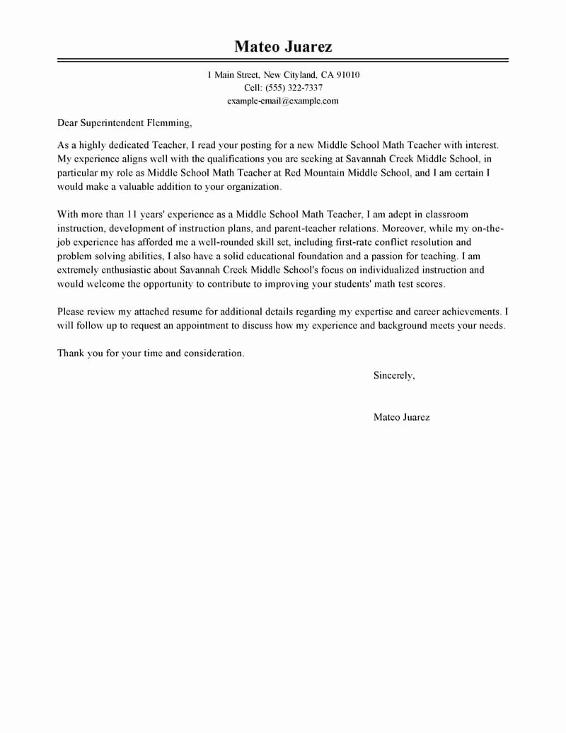 Sample Letters Of Interest Awesome Best Teacher Cover Letter Examples