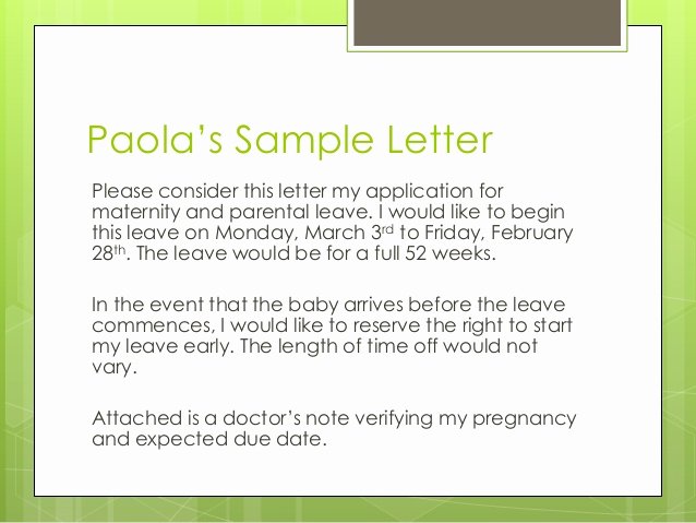 Sample Maternity Leave Letter Awesome Maternity Leaves