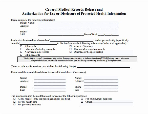 Sample Medical Records Beautiful Medical Records Release form 10 Free Samples Examples