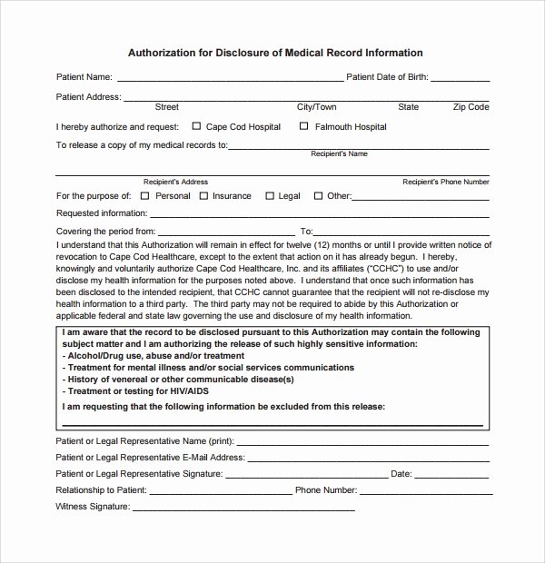 Sample Medical Records Lovely Sample Medical Record Request forms 6 Download Free