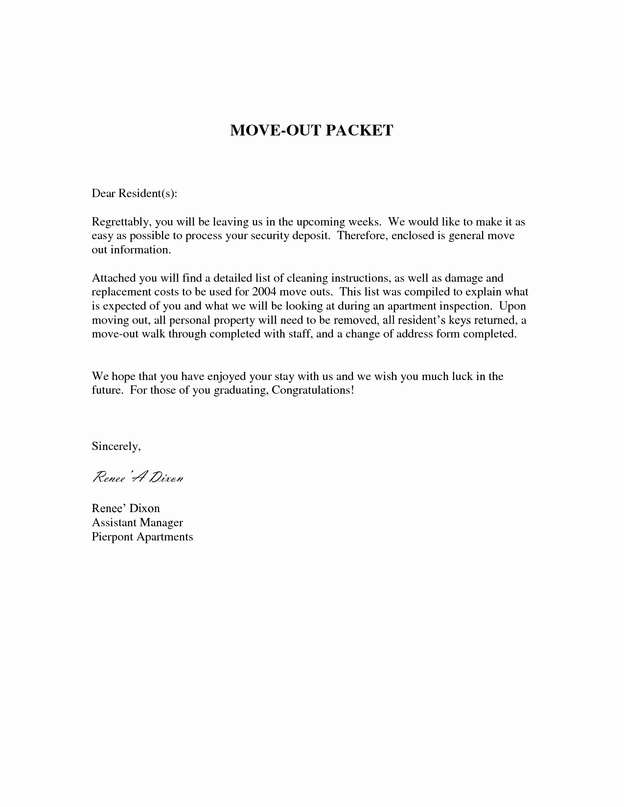 Sample Move Out Notice Awesome Best S Of Friendly Letter to Move Out Notice to