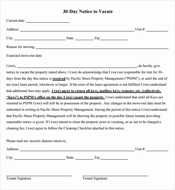 Sample Move Out Notice Unique Sample 30 Day Notice Template 10 Free Documents In Pdf
