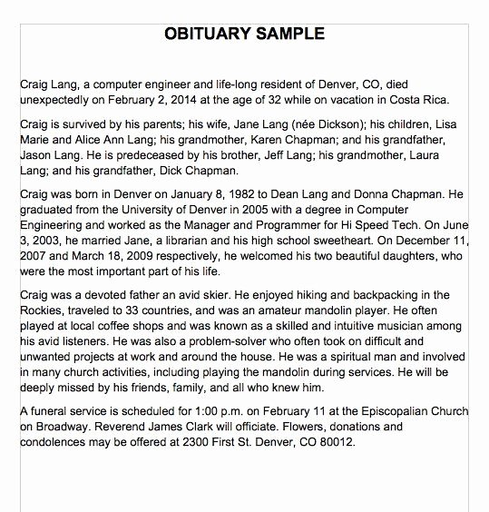 sample obituary