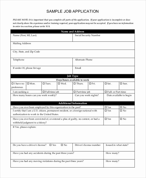 Sample Of A Job Application New Sample Job Application 8 Examples In Pdf