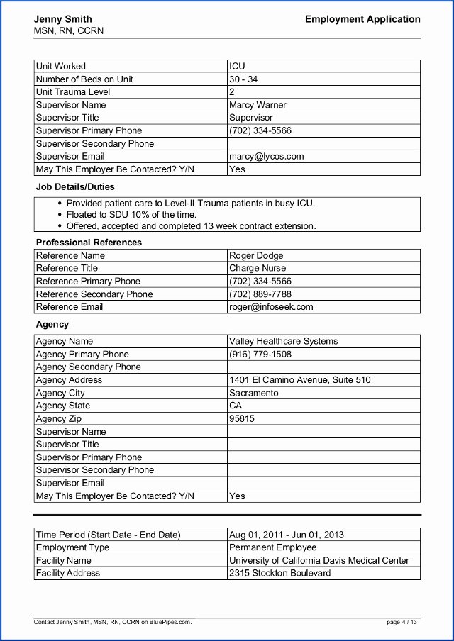 Sample Of A Job Application New Sample Travel Nursing Job Application Bluepipes Blog