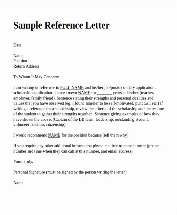 Sample Of A Referee Letter Fresh 18 Reference Letter Template Free Sample Example