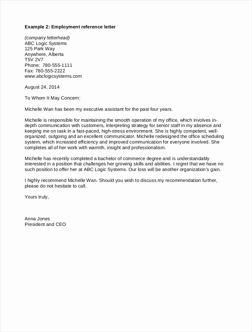 Sample Of A Referee Letter Unique Free 9 Employee Reference Letter Samples In Pdf