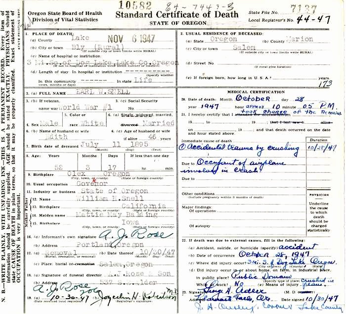 Sample Of Death Certificate Best Of oregon Secretary Of State Examples Of Records In the Holdings
