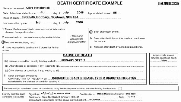 Sample Of Death Certificate Inspirational Certification Of Death Uk Osce Guide