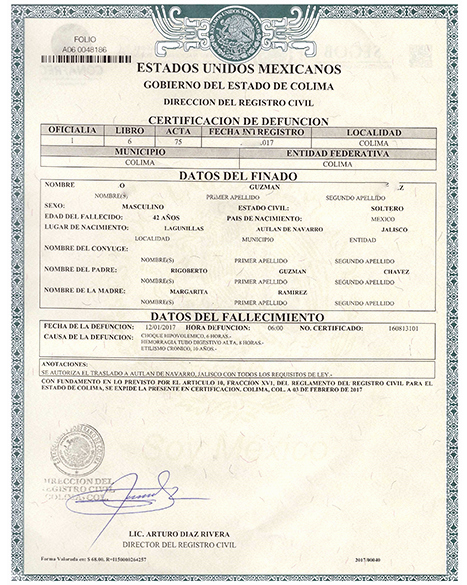 Sample Of Death Certificate New Death Certificate
