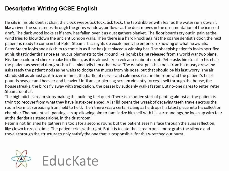 Sample Of Descriptive Essay Elegant Gcse English Descriptive Writing Sample Answer