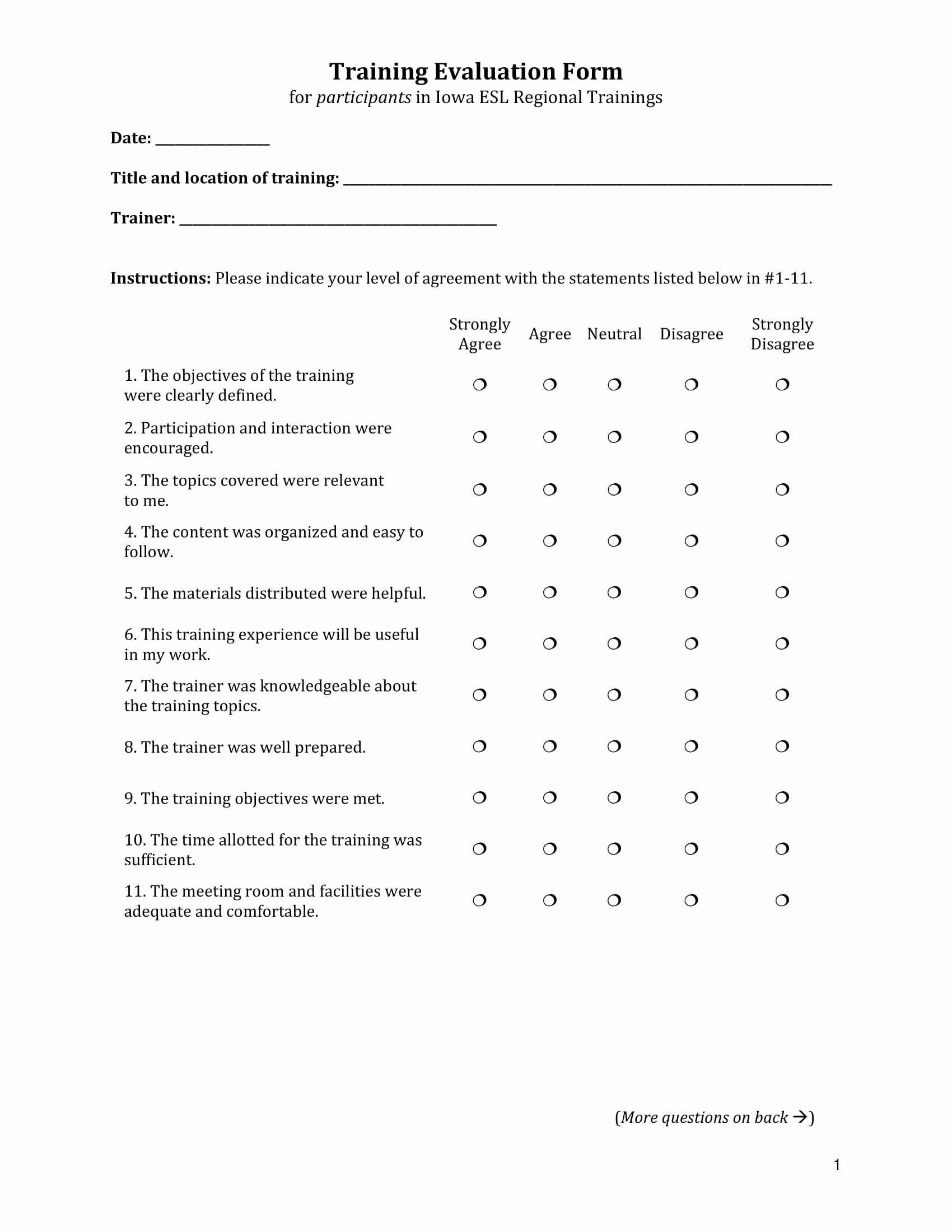 30 Sample Of Evaluation Forms Example Document Template