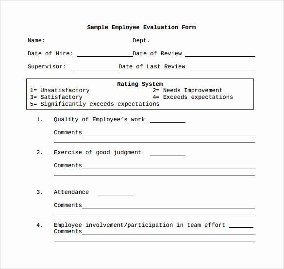 Sample Of Evaluation forms Best Of Employee Evaluation form 21 Download Free Documents In Pdf