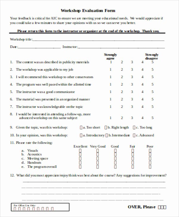 Sample Of Evaluation forms Luxury Sample Evaluation form In Word 12 Examples In Word