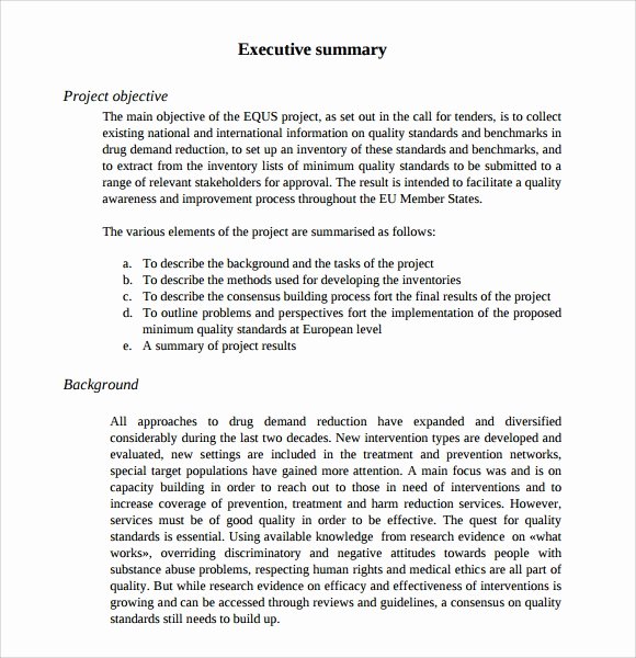 Sample Of Executive Summaries New Sample Executive Summary Template 8 Documents In Pdf