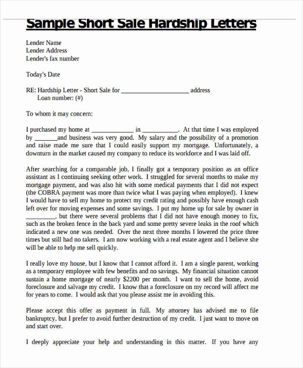 Sample Of Harship Letter Lovely Morgage Hardship Letter