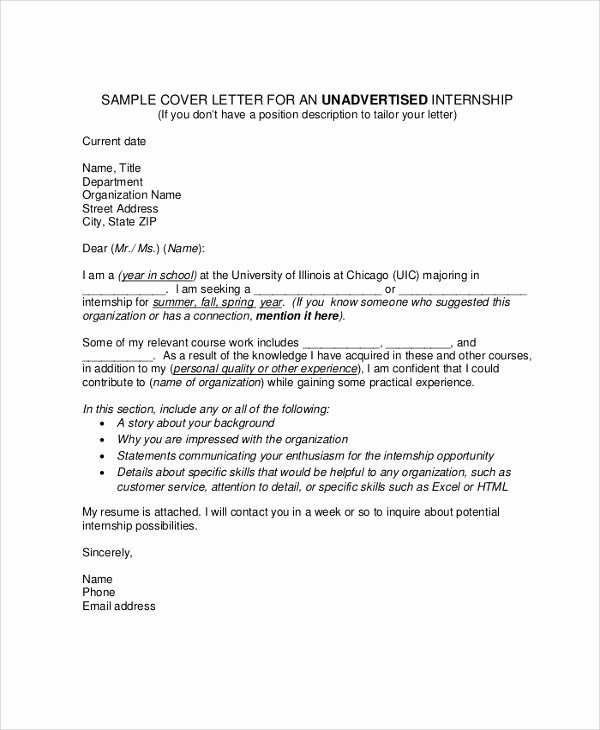 Sample Of Internship Cover Letter Elegant Sample Cover Letter for Internship 9 Examples In Pdf Word