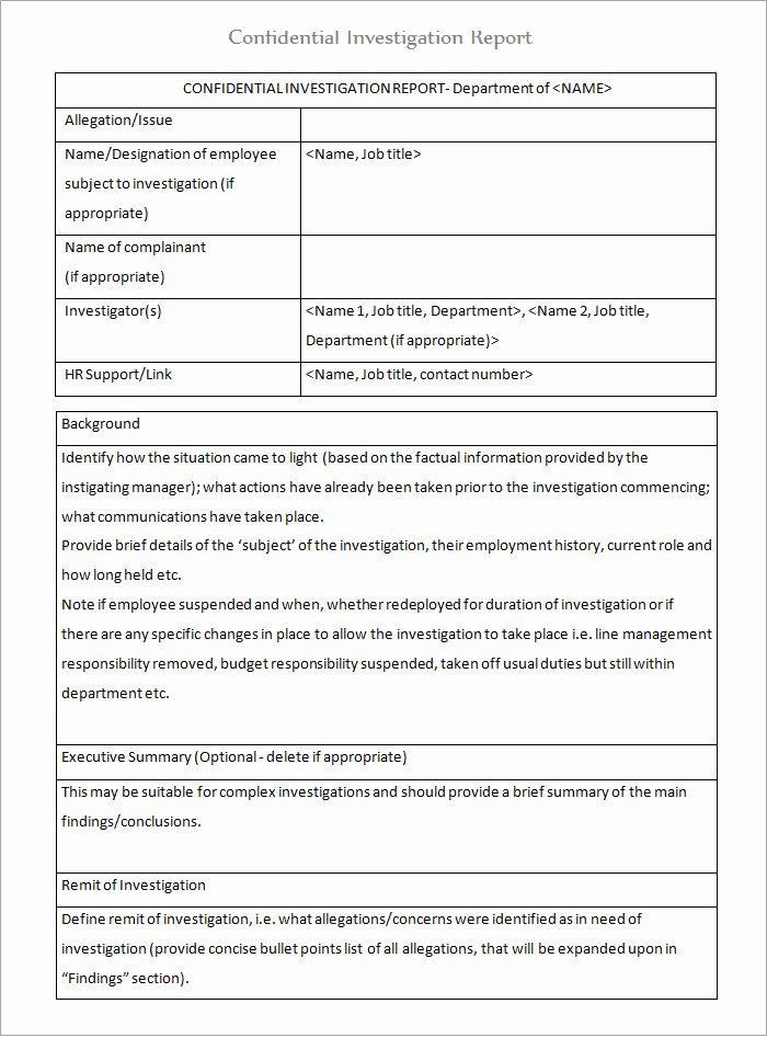Sample Of Investigation Report Elegant 8 Workplace Investigation Report Templates