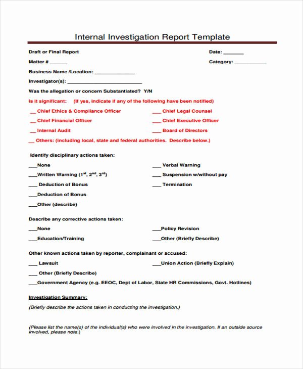 Sample Of Investigation Report New 18 Investigation Report Templates Free Pdf Goggle Docs