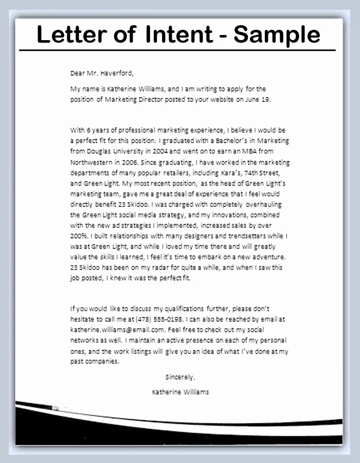 Sample Of Letter Of Intention New How to Write A Letter Intent