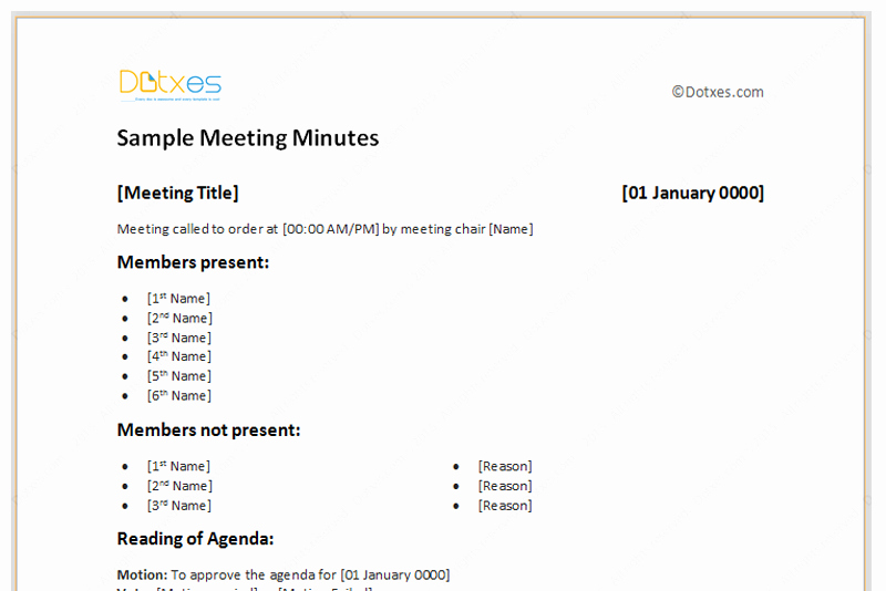 Sample Of Minutes Of Meeting Unique Sample Meeting Minutes Light format Dotxes