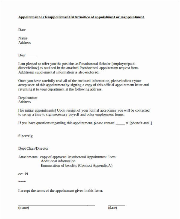 Sample Of Official Letter Best Of Ficial Appointment Letters 9 Free Samples Examples