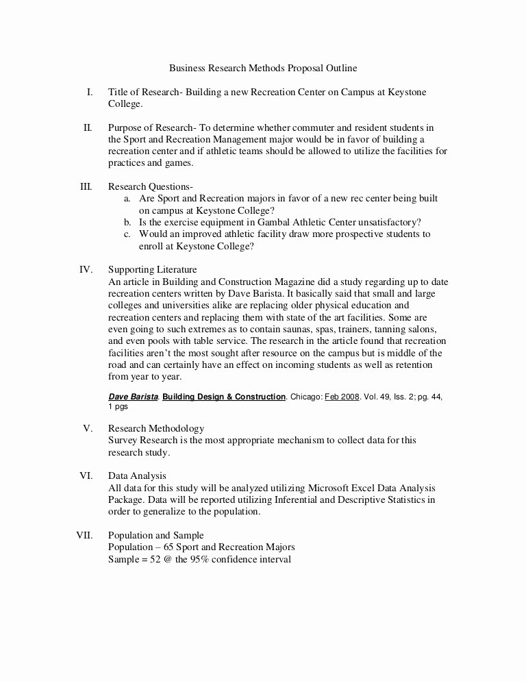 Sample Of Research Proposal Inspirational Business Research Methods Proposal Outline