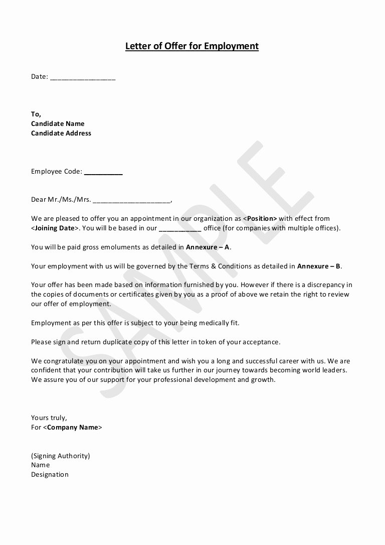 Sample Offer Letters for Employment New Hrguide Sample Job Offer Letter